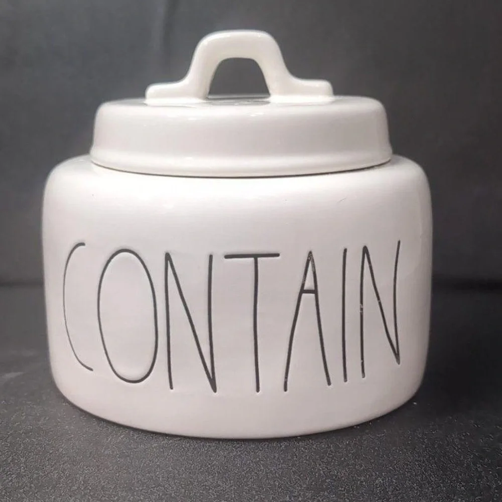 Rae Dunn CONTAIN Ceramic Storage Canister Kitchen Storage Ceramic Jar RARE HTF